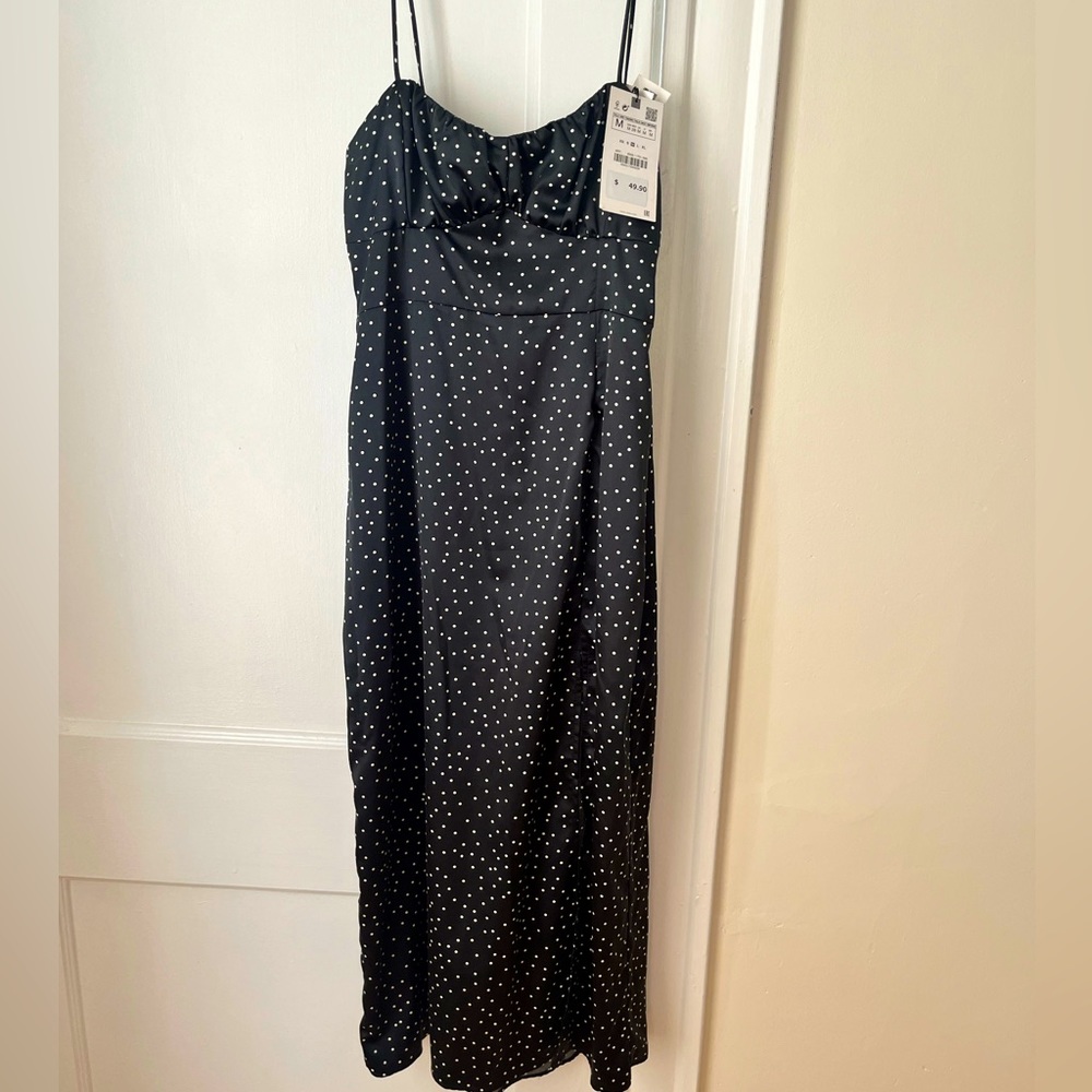 Zara polka dot midi dress with slit. New with tags!